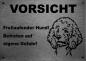 Preview: Edelstahl Warnschild Pudel VORSICHT Freilaufender Hund! Betreten auf eigene Gefahr!